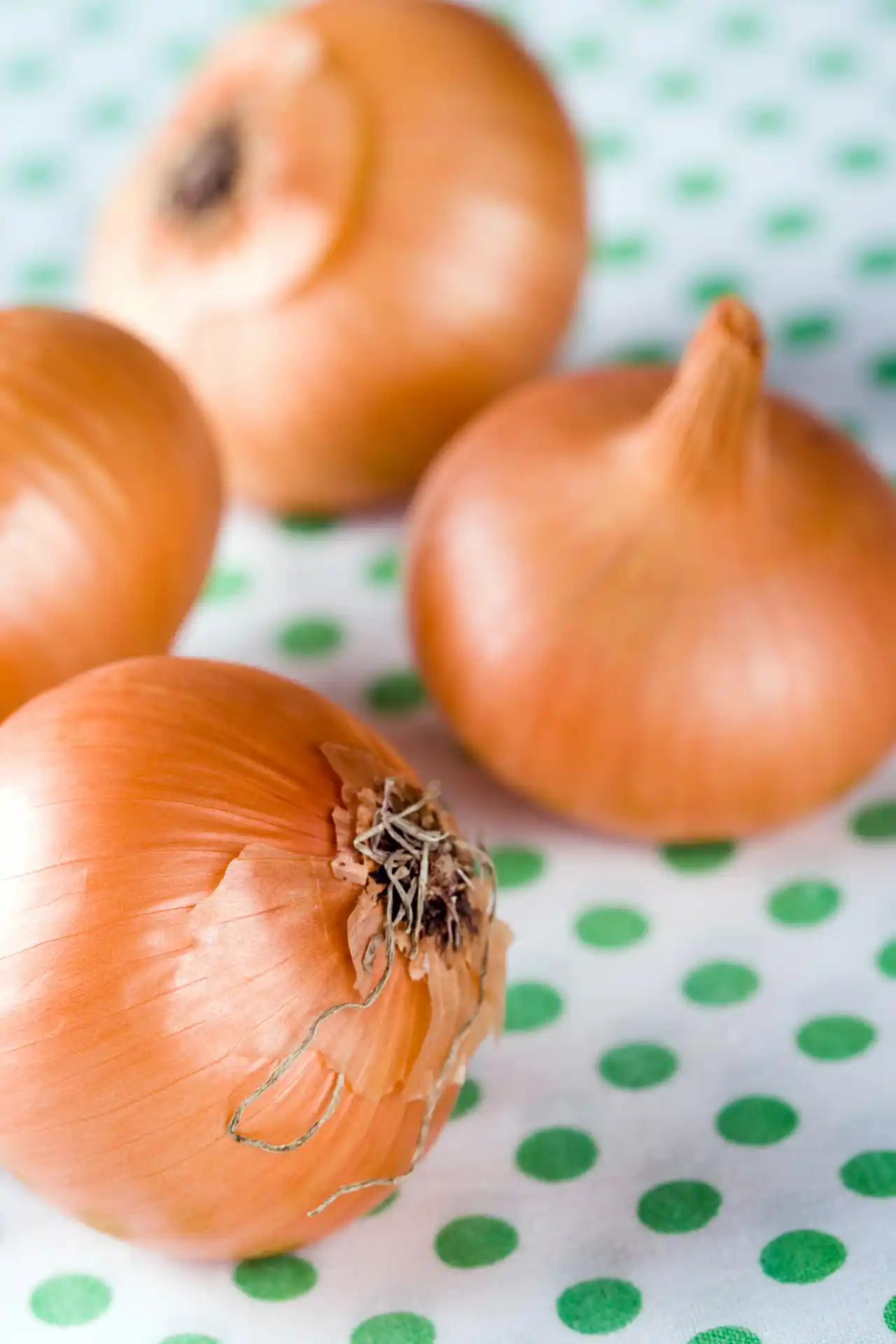 Red onions on a table